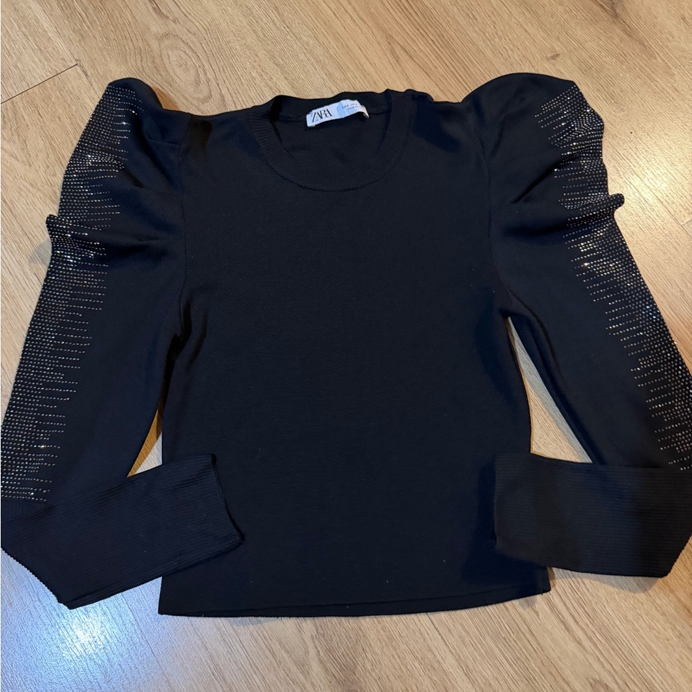 Zara Black Puff Sleeve Top